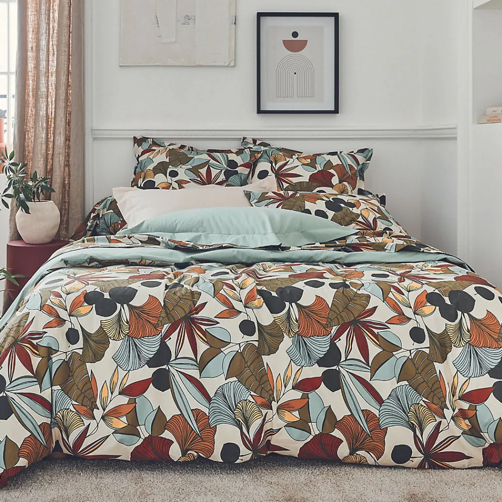 Tradilinge Parure de couette en percale de coton esprit nature (240x220 cm - Vert)* Parure De Lit