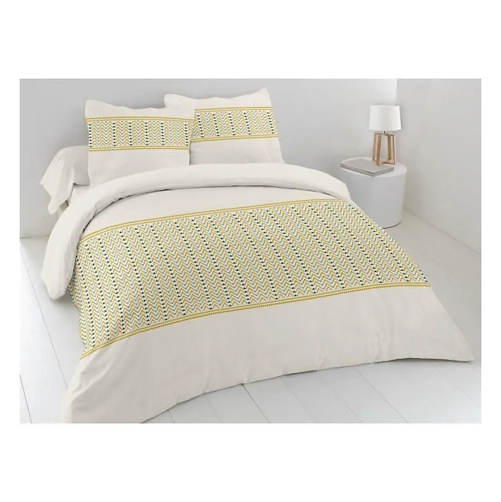 Home Linge Passion Parure de couette Nat - 3 Pcs - 260 x 240 - 100% Coton 57 Fils - Miel* Parure De Lit