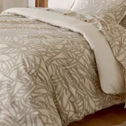 Parure de couette imprimée graphique (140x200 cm - Beige)><noscript><img width=