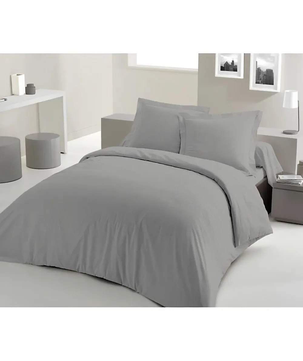 Lovely Home PARURE DE COUETTE - 240x260 cm - 100% COTON - GRIS CLAIR* Parure De Lit