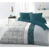 Parure de couette Microfibre ETHNO 220x240cm et 2 taies d'oreillers 63x63cm Bleu Canard>Home Linge Passion Outlet