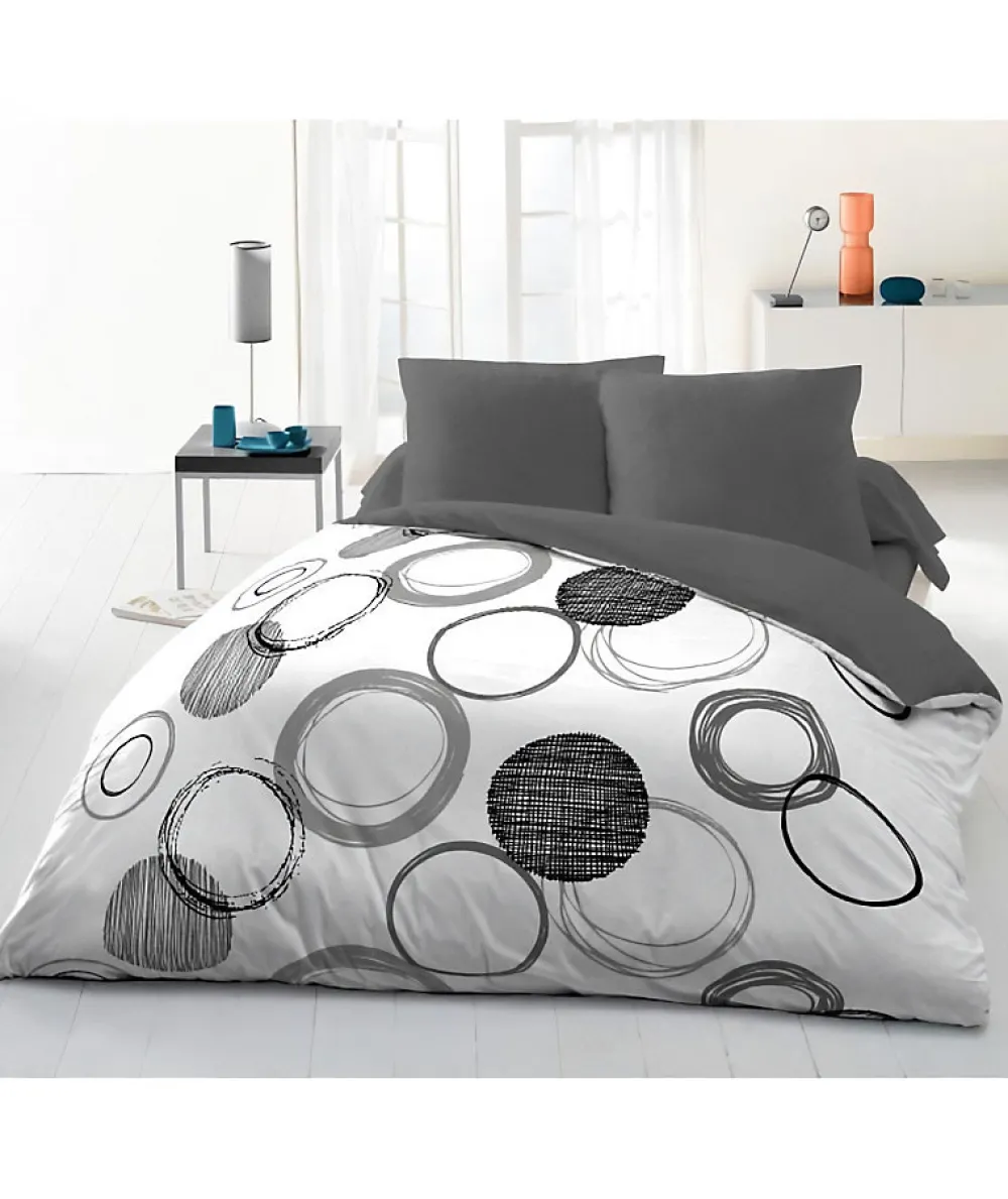 Parure de couette microfibre Audace - 1 housse de couette 220 x 240 cm + 2 taies d'oreiller 63 x 63 cm - Gris clair>Home Linge Passion Best