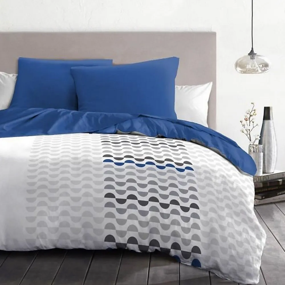 Parure de couette microfibre AMBROISIE - 1 housse de couette 220 x 240 cm + 2 taies d'oreiller 63 x 63 cm - Bleu>Home Linge Passion New