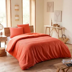 Parure de couette "Nid d'abeille" 240 x 220 pour lit 2 Places 140 à 160 cm - Nid d'abeille Terracotta>Coton Pur Sale