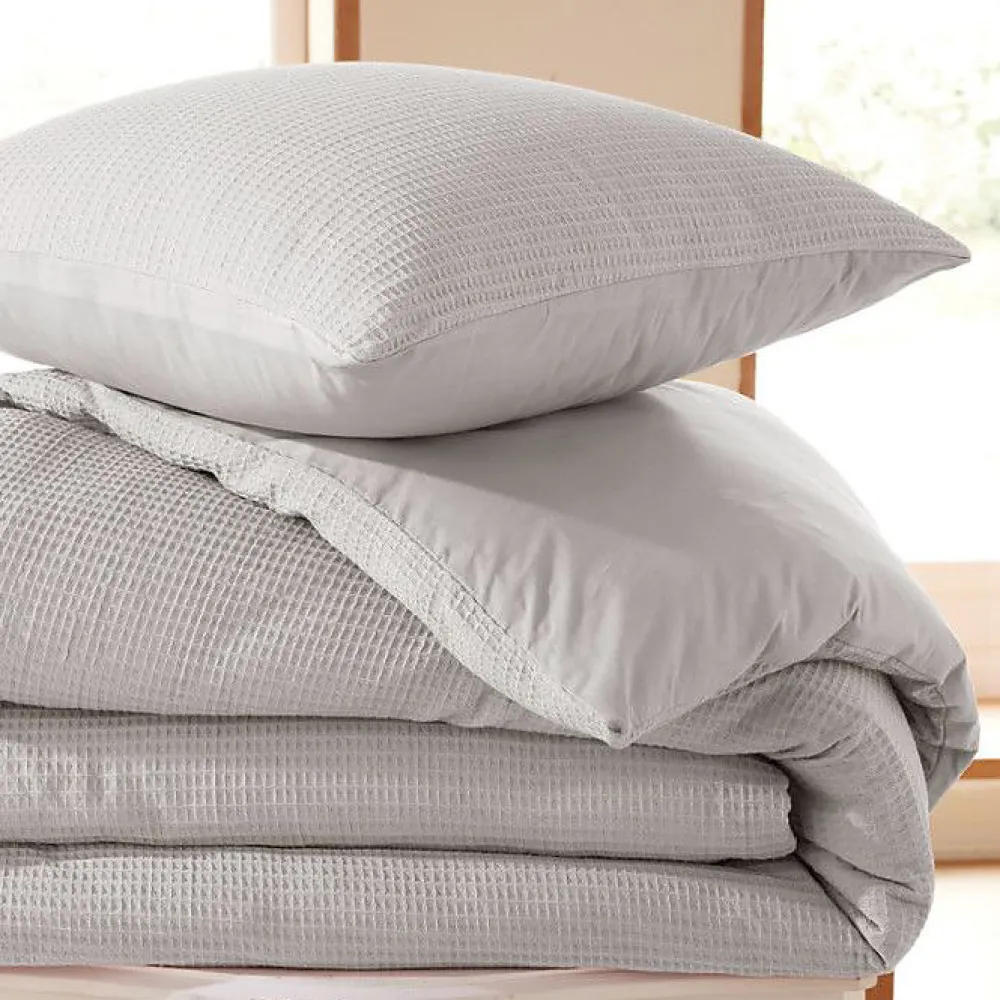 Parure de couette "Nid d'abeille" 140 x 200 pour lit 1 place - Nid d'abeille Perle>Coton Pur Online