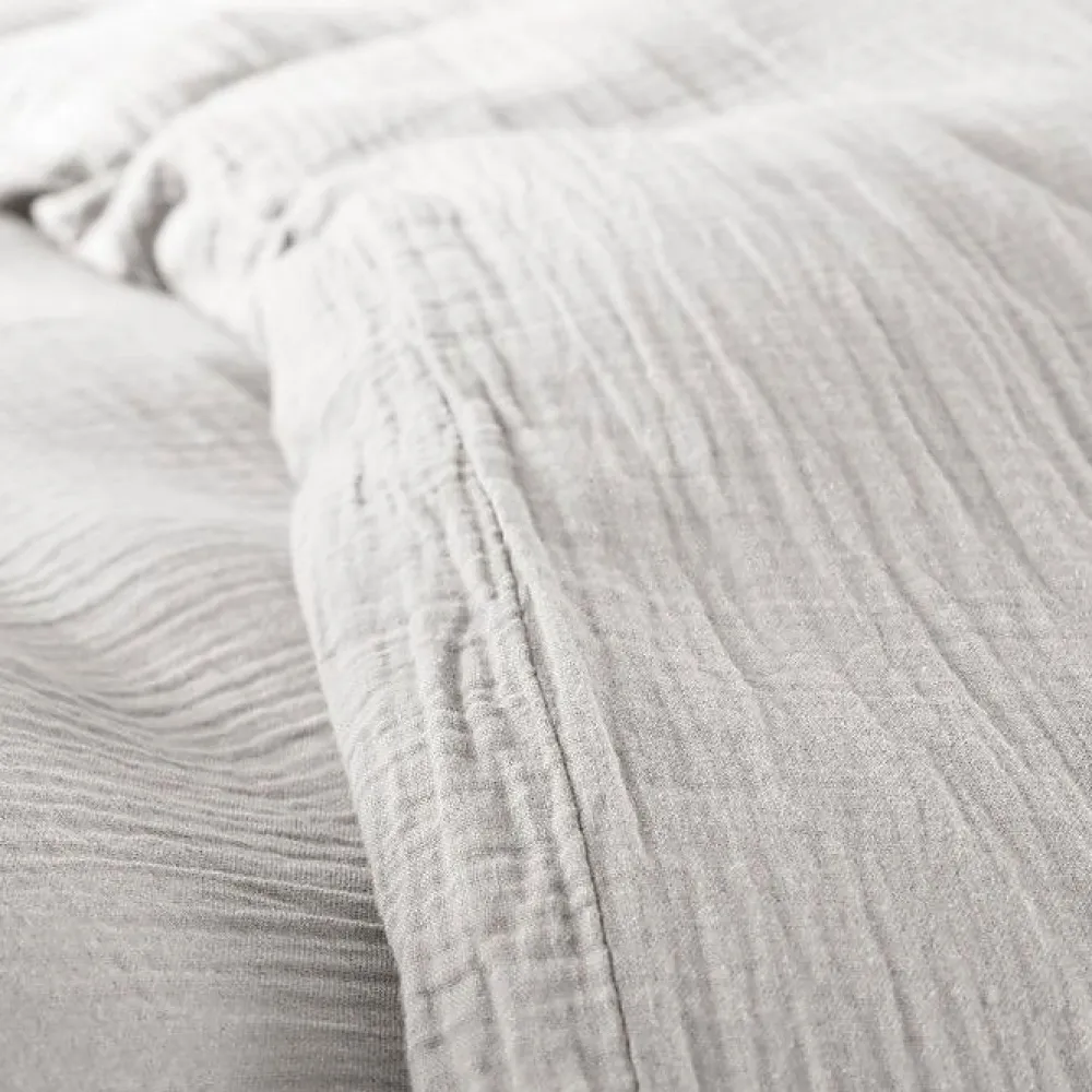 Parure de couette "Noah" Gaze de Coton 140 x 200 pour lit 1 place - Noah Perle>Coton Pur Clearance