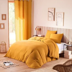 Parure de couette "Noah" Gaze de Coton 240 x 220 pour lit 2 Places 140 à 160 cm - Noah Curry>Coton Pur Discount