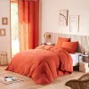 Coton Pur Parure de couette "Noah" Gaze de Coton 260 x 240 pour lit 2 Places "King Size" 160 à 180 cm - Noah Terracotta* Housse De Couette