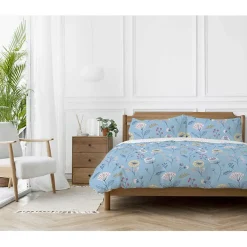 Parure de couette "Olia" toutes dimensions 100% Coton / 57 Fils/cm² - Olia Bleu - Parure de couette 260 x 240 cm + 2 Taies d'oreil>Copenhagen Home Clearance