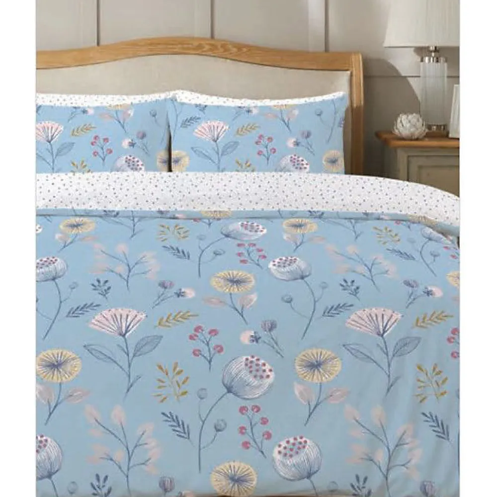 Parure de couette "Olia" toutes dimensions 100% Coton / 57 Fils/cm² - Olia Bleu - Parure de couette 260 x 240 cm + 2 Taies d'oreil>Copenhagen Home Clearance
