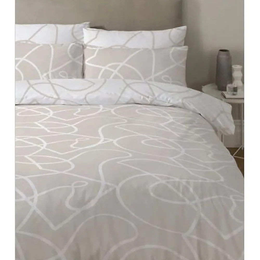 Copenhagen Home Parure de couette "Pablo" toutes dimensions 100% Coton / 57 Fils/cm² - Pablo Latte - Parure de couette 240 x 220 cm + 2 Taies d'or* Housse De Couette