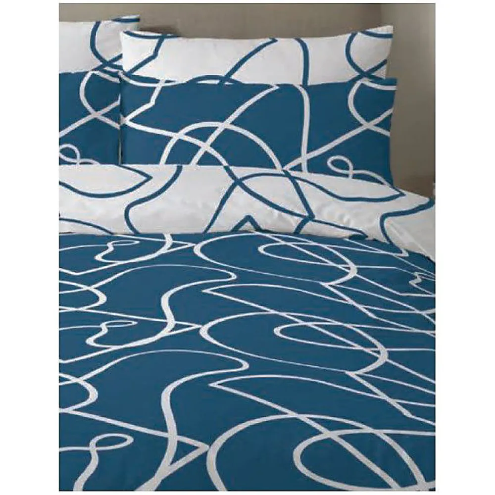 Copenhagen Home Parure de couette "Pablo" toutes dimensions 100% Coton / 57 Fils/cm² - Pablo Bleu - Parure de couette 240 x 220 cm + 2 Taies d'ore* Housse De Couette