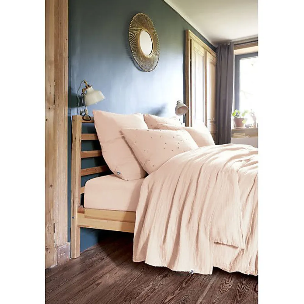 L'Effet Papillon Parure de draps 4 pièces & 5 pièces "Gaïa" Gaze de Coton - Gaïa Guimauve - Parure de draps 5 pièces (1 Drap plat 240 x 300 + 1 Dra* Parure De Lit