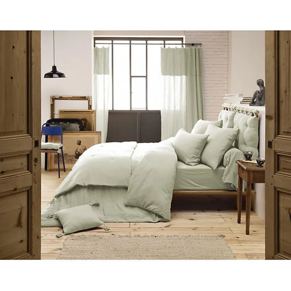 L'Effet Papillon Parure de draps 4 pièces & 5 pièces "Gaïa" Gaze de Coton - Gaïa Vert d'Eau - Parure de draps 4 pièces (1 Drap plat 270 x 300 + 1 D* Drap Housse|Drap Housse