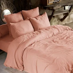 L'Effet Papillon Parure de draps 4 pièces & 5 pièces "Gaïa" Gaze de Coton - Gaïa Rose Pêche - Parure de draps 4 pièces (1 Drap plat 270 x 300 + 1 D* Drap Plat