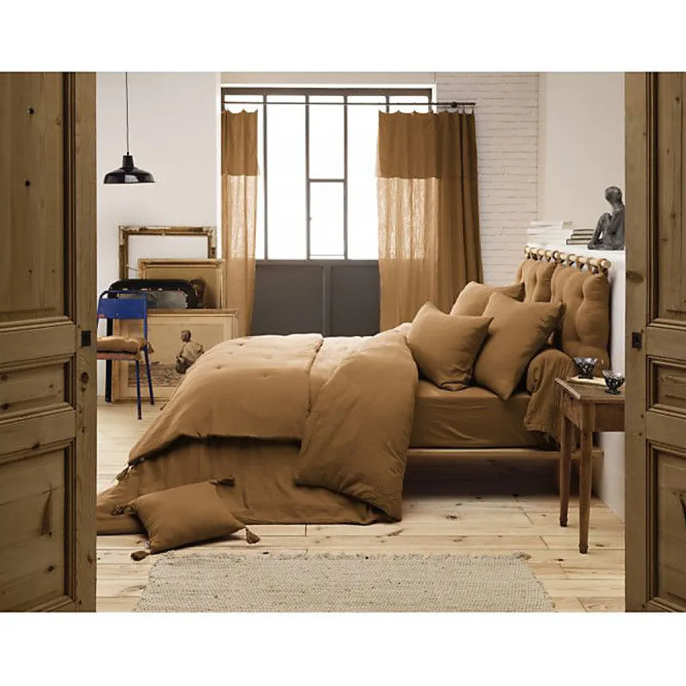 Parure de draps 4 pièces & 5 pièces "Gaïa" Gaze de Coton - Gaïa Camel - Parure de draps 4 pièces (1 Drap plat 240 x 300 + 1 Drap h>L'Effet Papillon New