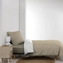 Parure de Lit 100% Coton Cadria Naturel Certifiée OekoTEX 200 x 140 cm><noscript><img width=