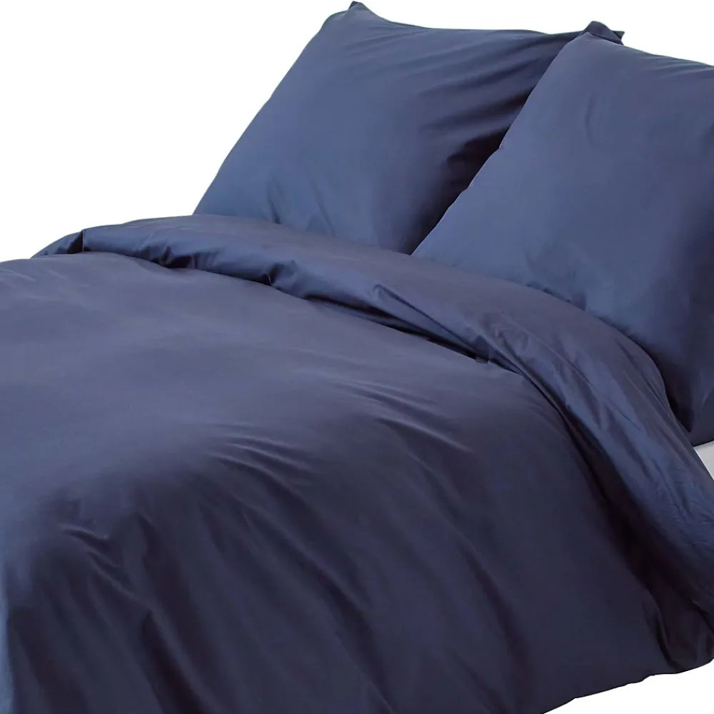 Homescapes Parure de lit 100% coton égyptien 200 fils bleu marine, 155x220cm -* Parure De Lit