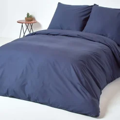 Homescapes Parure de lit 100% coton égyptien 200 fils bleu marine, 155x220cm -* Parure De Lit