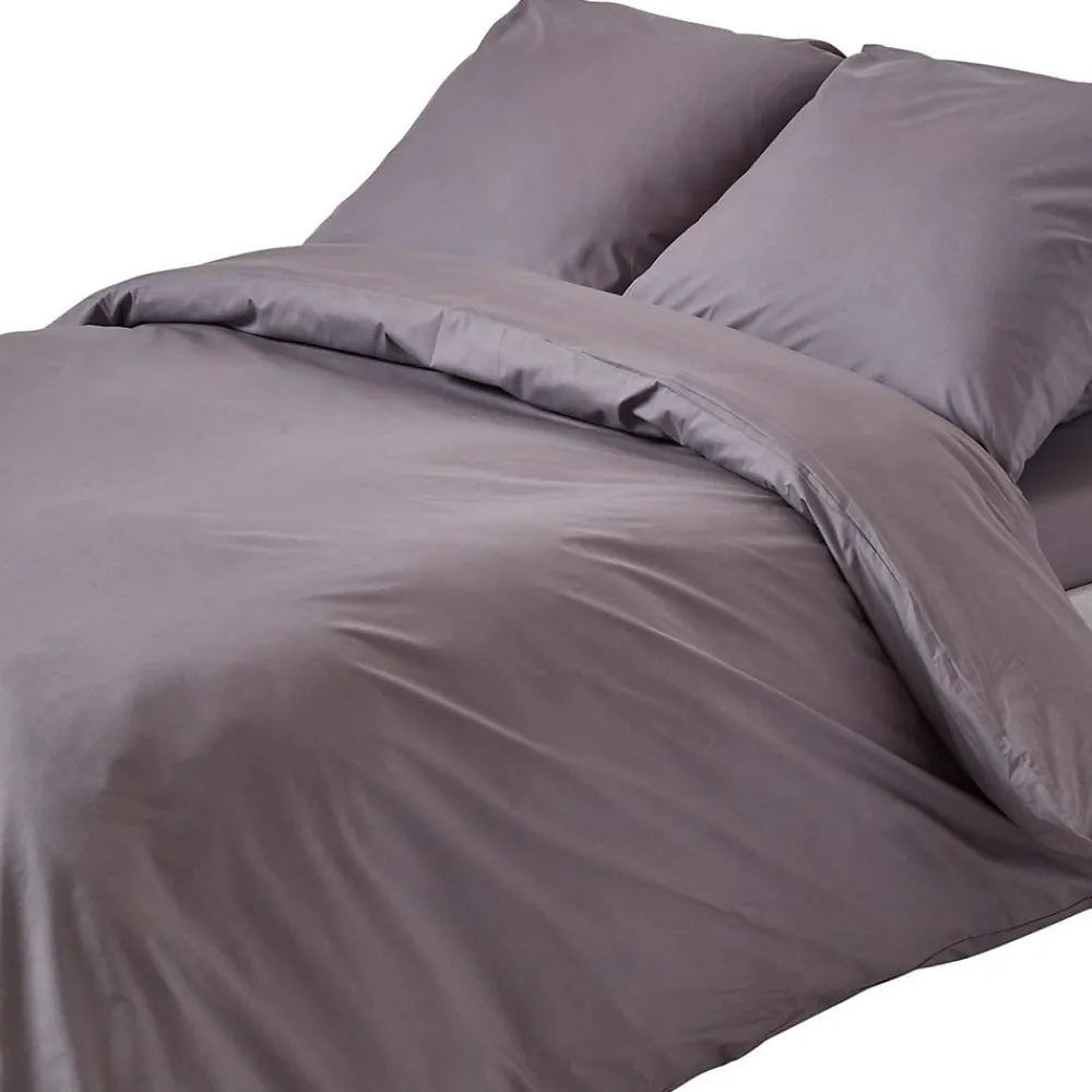 Parure de lit 100% coton égyptien 200 fils gris foncé, 155x220cm ->Homescapes Outlet