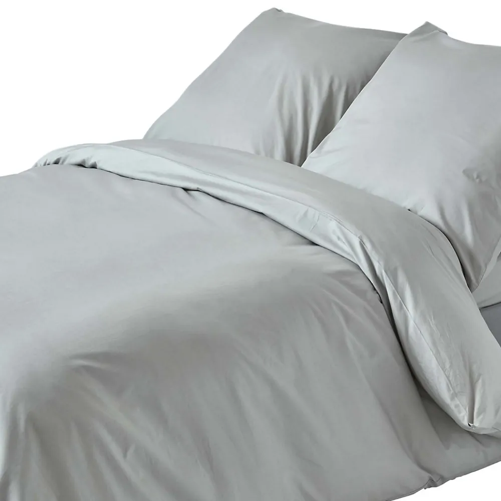 Parure de lit 100% coton égyptien 200 fils gris acier, 240x220cm ->Homescapes