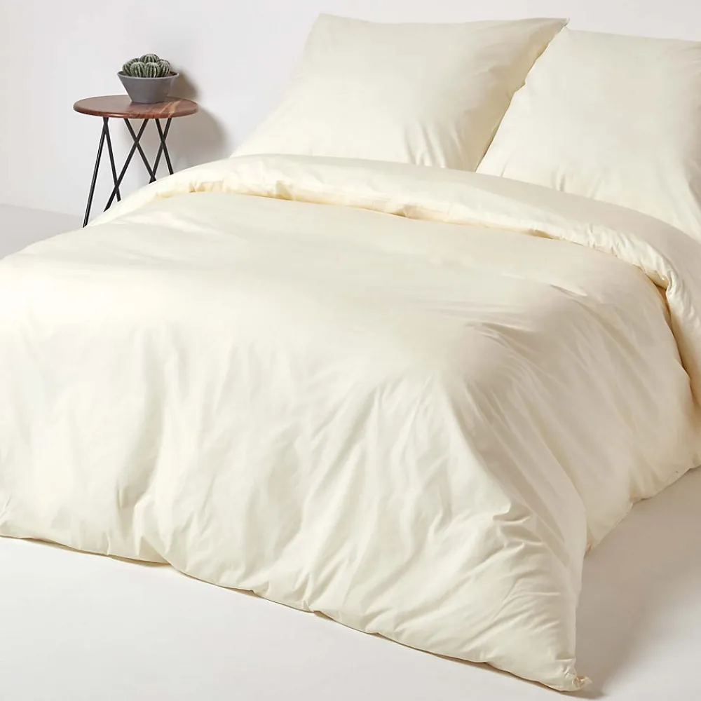 Parure de lit 100% coton égyptien 200 fils ivoire, 155x220cm ->Homescapes Discount