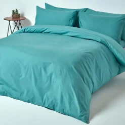 Homescapes Parure de lit 100% coton égyptien 200 fils bleu canard, 200x200cm -* Parure De Lit