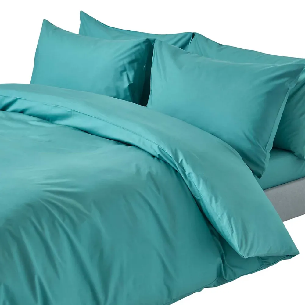 Homescapes Parure de lit 100% coton égyptien 200 fils bleu canard, 200x200cm -* Parure De Lit