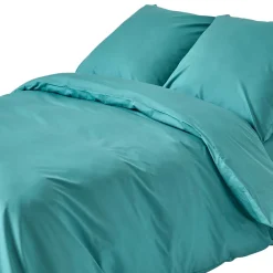 Parure de lit 100% coton égyptien 200 fils bleu canard, 155x220cm ->Homescapes Online