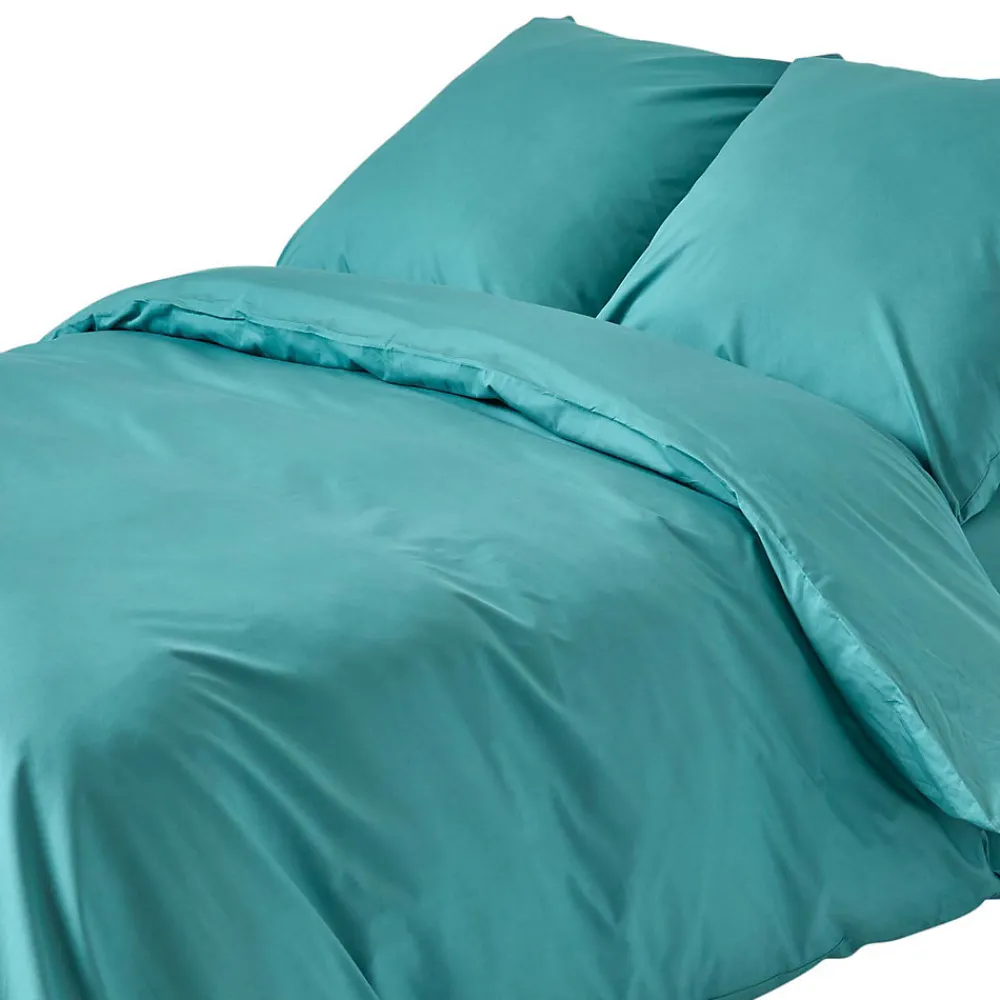 Parure de lit 100% coton égyptien 200 fils bleu canard, 155x220cm ->Homescapes Online