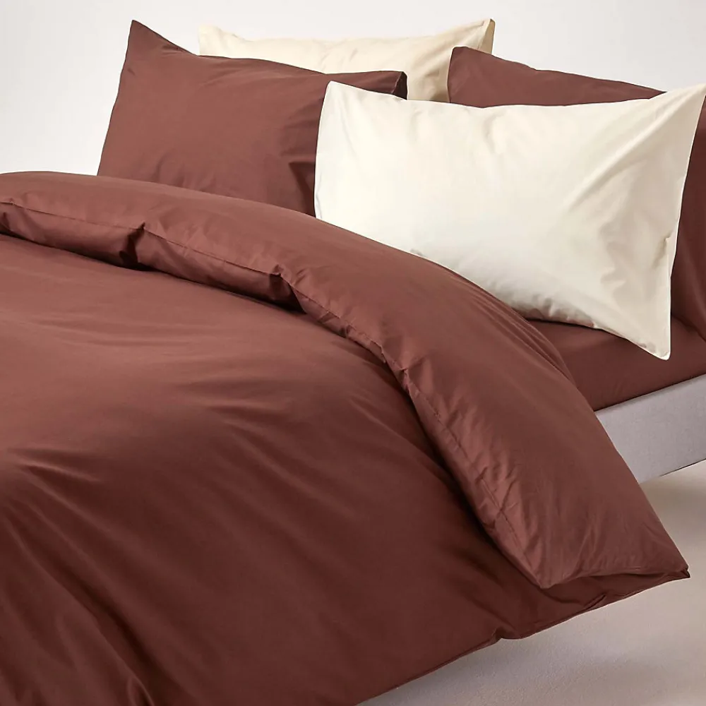 Parure de lit 100% coton égyptien 200 fils marron chocolat, 135x200cm ->Homescapes Best