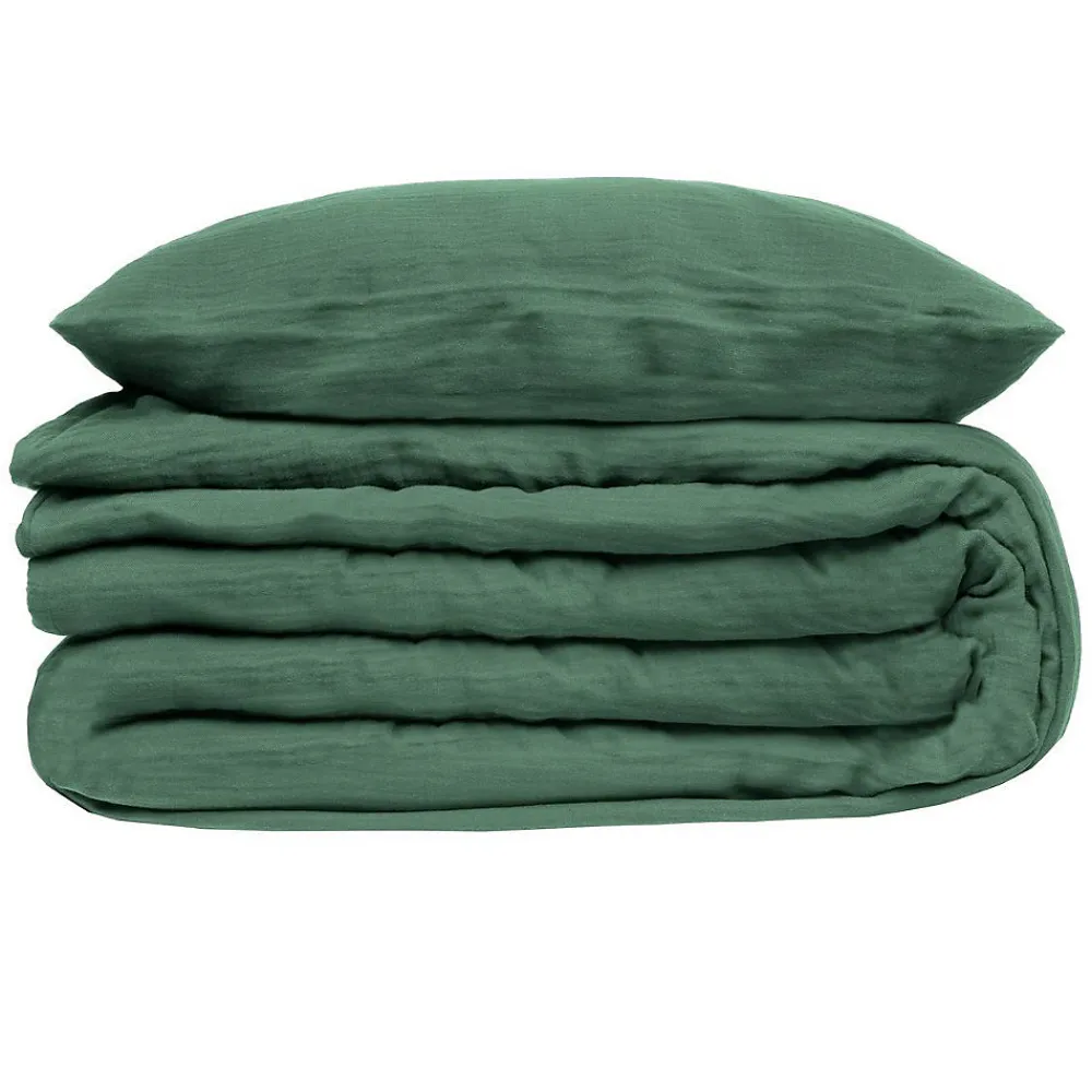 Parure de lit - gaze de coton - vert céladon - 260x240 cm - Atmosphera>Atmosphera Créateur D'Intérieur New