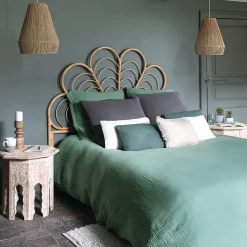 Parure de lit - gaze de coton - vert céladon - 260x240 cm - Atmosphera><noscript><img width=