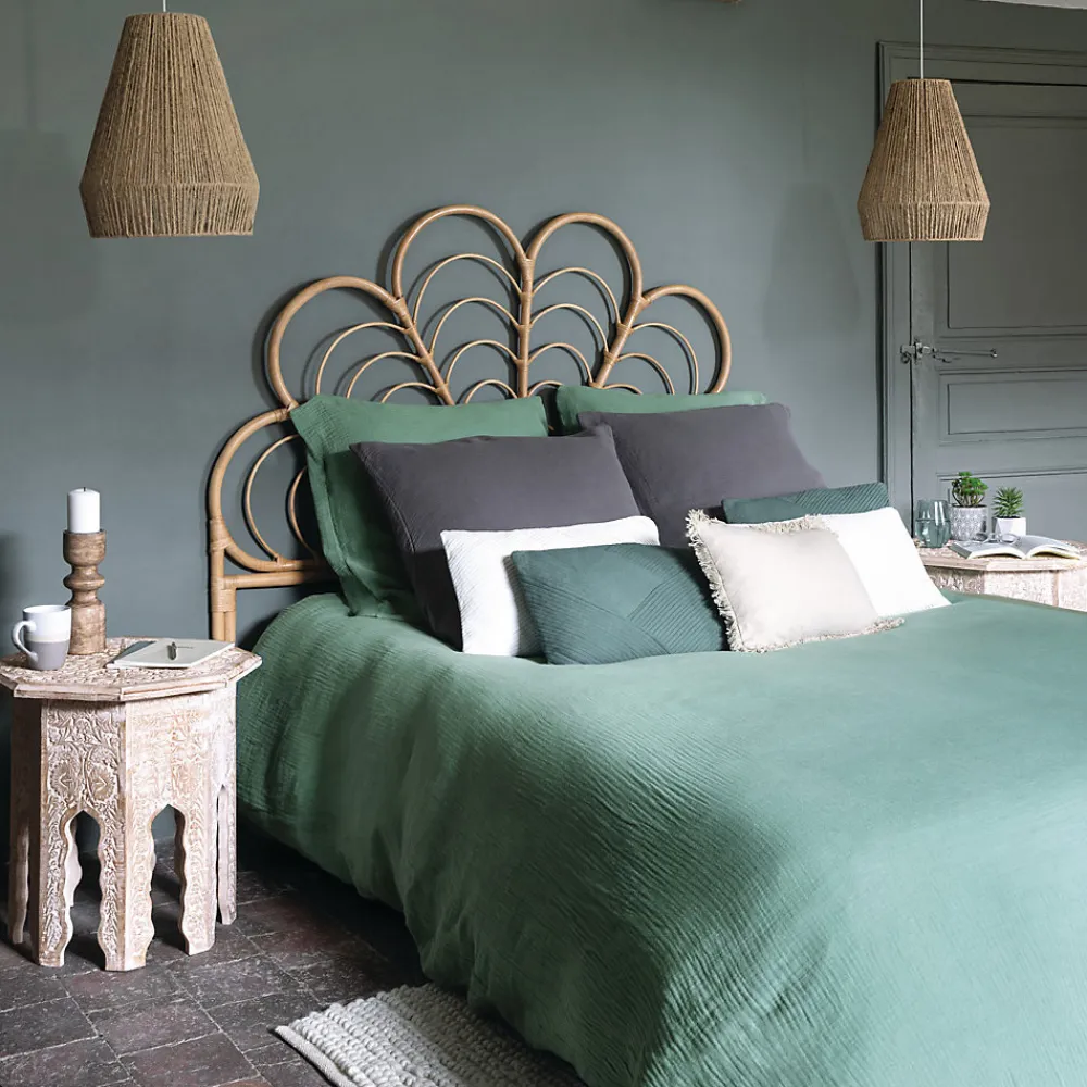 Parure de lit - gaze de coton - vert céladon - 260x240 cm - Atmosphera>Atmosphera Créateur D'Intérieur New