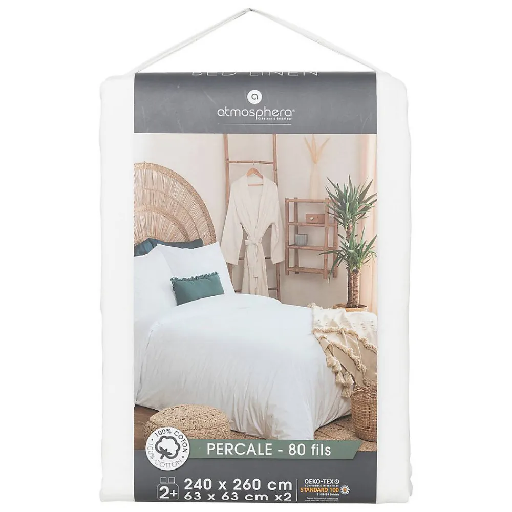 Parure de lit - percale - blanc - 260x240 cm - Atmosphera>Atmosphera Créateur D'Intérieur Hot