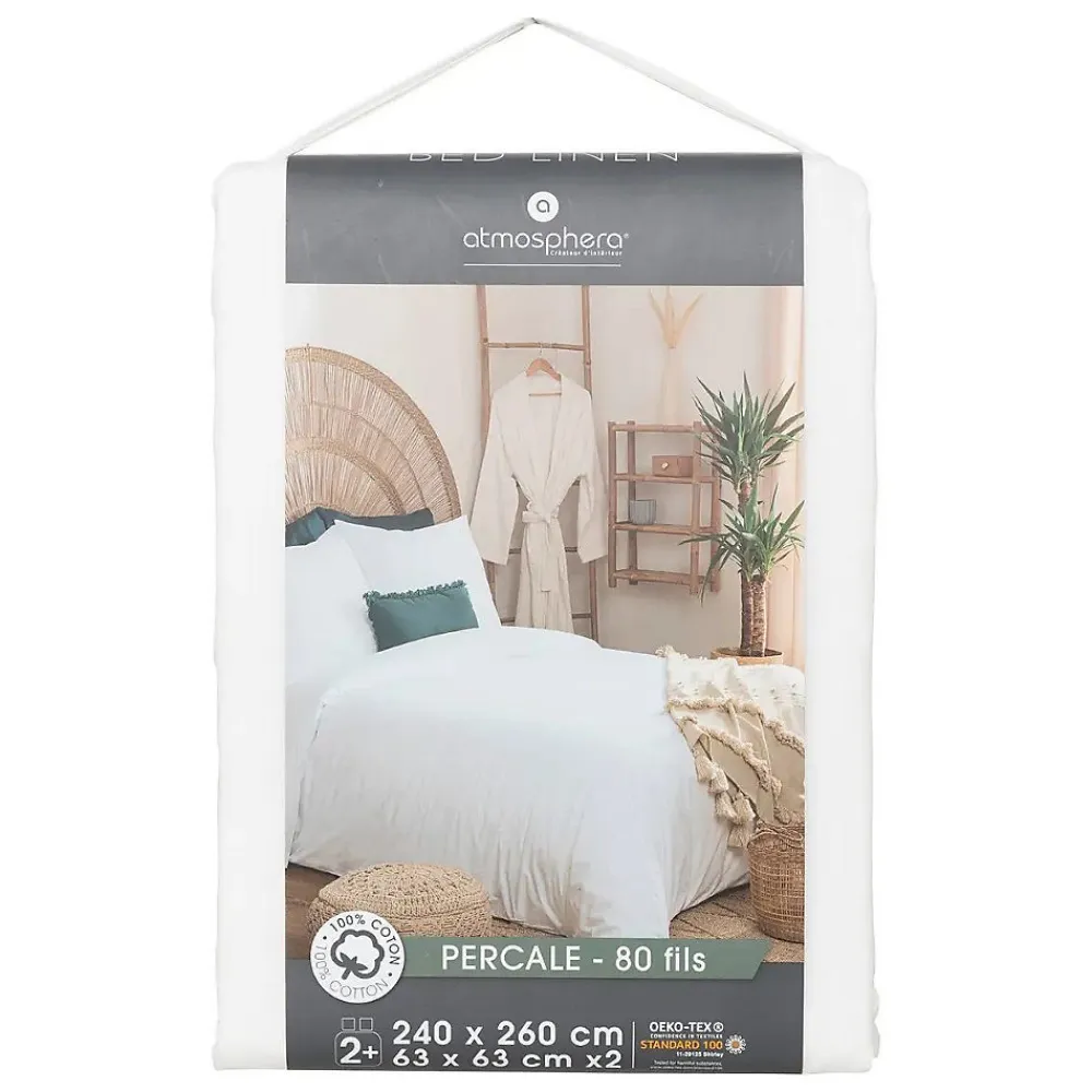 Parure de lit - percale - blanc - 260x240 cm - Atmosphera>Atmosphera Créateur D'Intérieur Hot