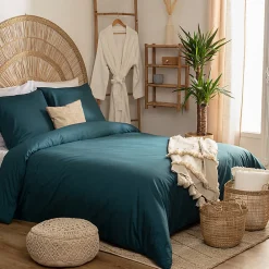Parure de lit - percale - bleu - 260x240 cm - Atmosphera><noscript><img data-lazyloaded=