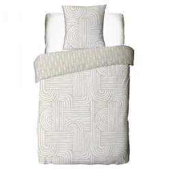 Future Home Parure de lit 1 personne en coton imprimé beige 140x200cm* Parure De Lit