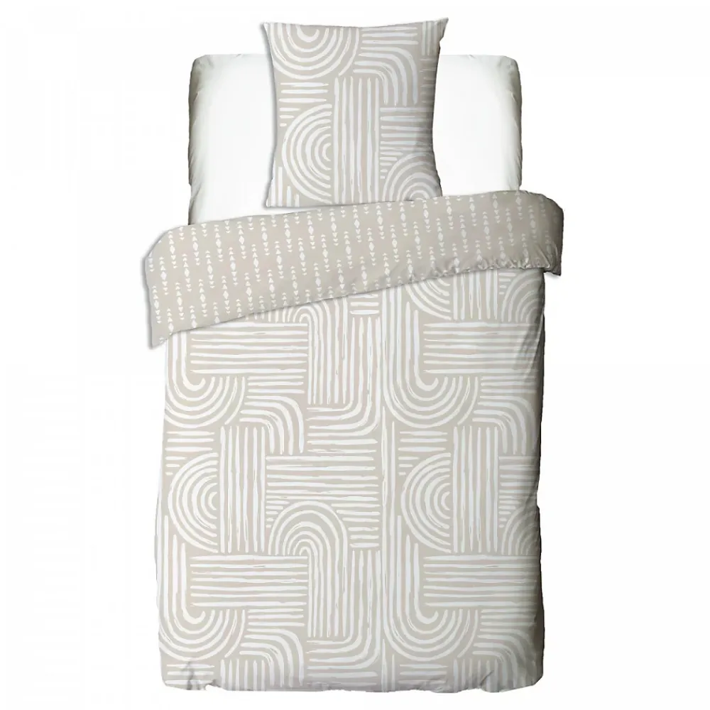 Future Home Parure de lit 1 personne en coton imprimé beige 140x200cm* Parure De Lit