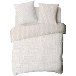 Future Home Parure de lit 2 personnes en coton 57 fils imprimé beige 260x240cm* Parure De Lit