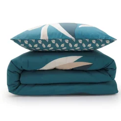 Parure de lit 2 personnes tropical réversible feuilles 240x220cm><noscript><img width=