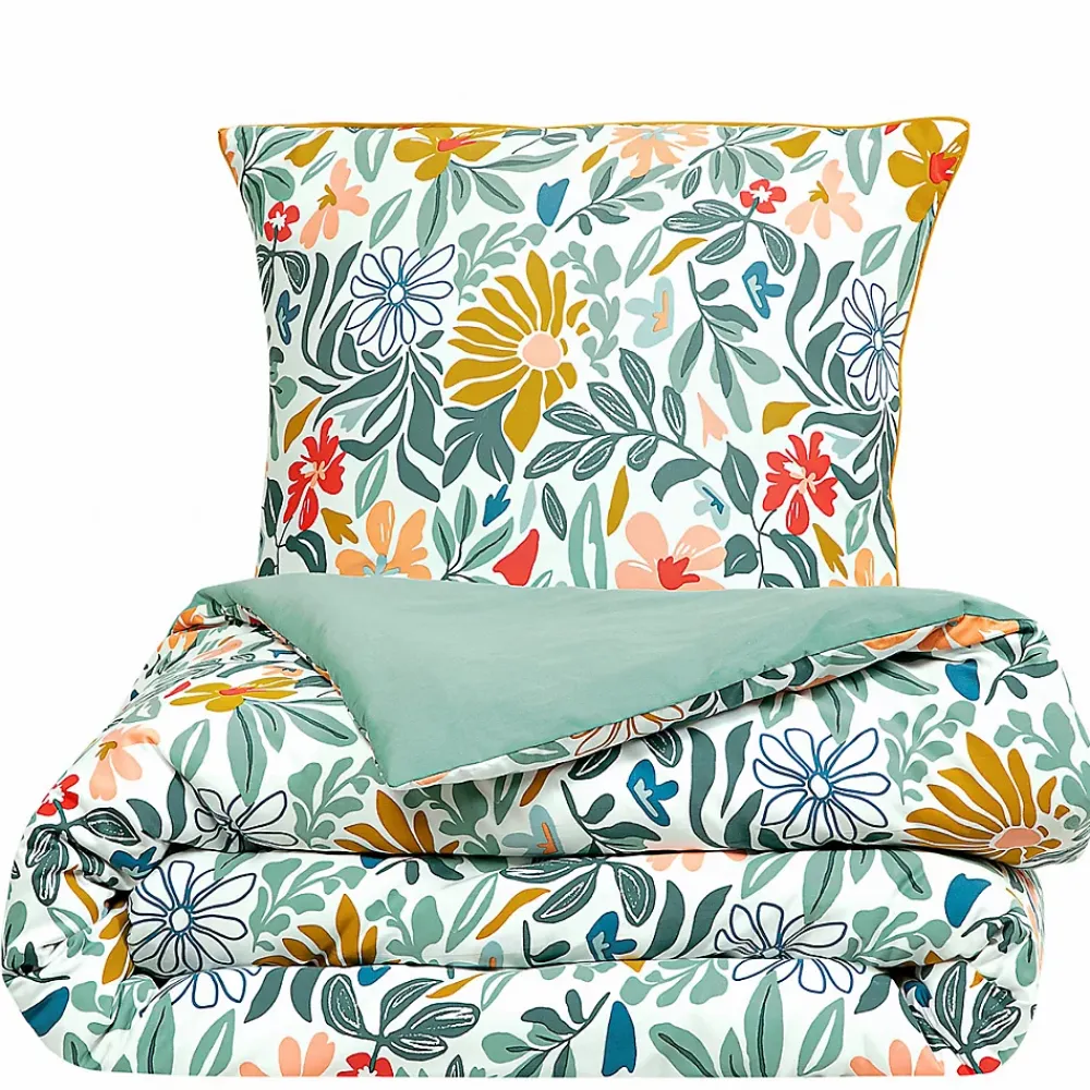 Future Home Parure de lit 2 personnes en satin de coton imprimé floral 260x240cm* Parure De Lit