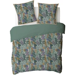 Parure de lit 2 personnes végétal tropical réversible 240x220cm><noscript><img width=