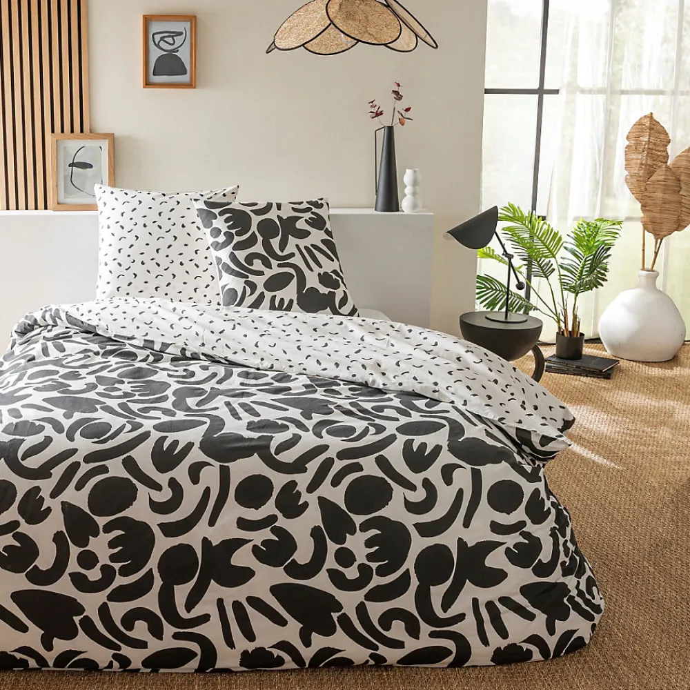 Parure de lit 2 personnes géométrique bicolore 260x240cm>Future Home New