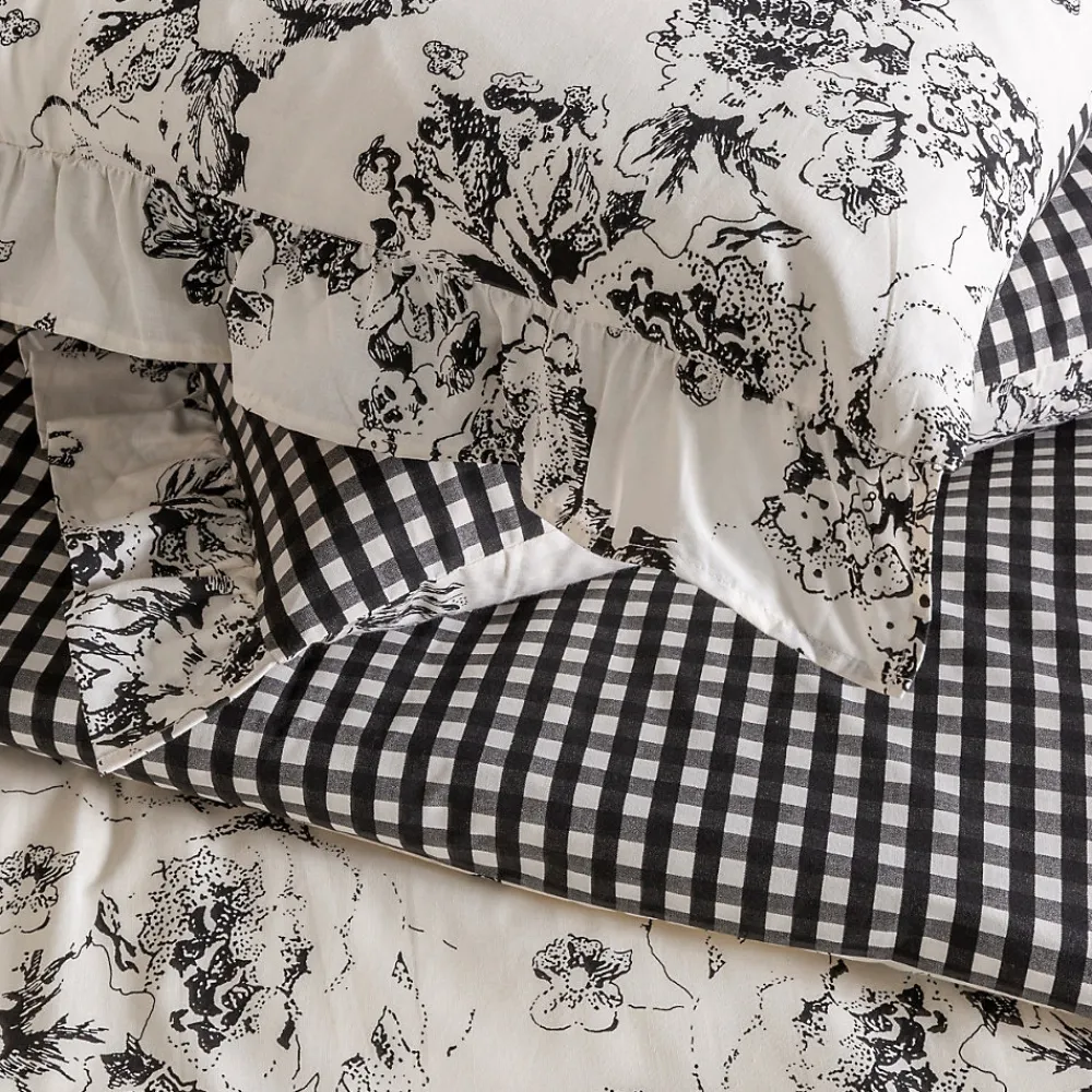 Future Home Parure de lit 2 personnes en coton 57 fils imprimé ecru 260x240cm* Parure De Lit