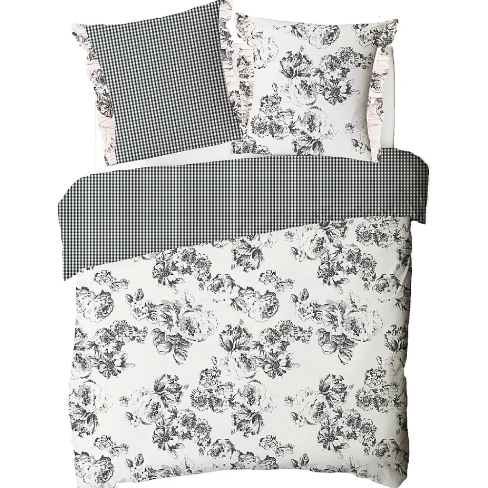 Future Home Parure de lit 2 personnes en coton 57 fils imprimé ecru 260x240cm* Parure De Lit