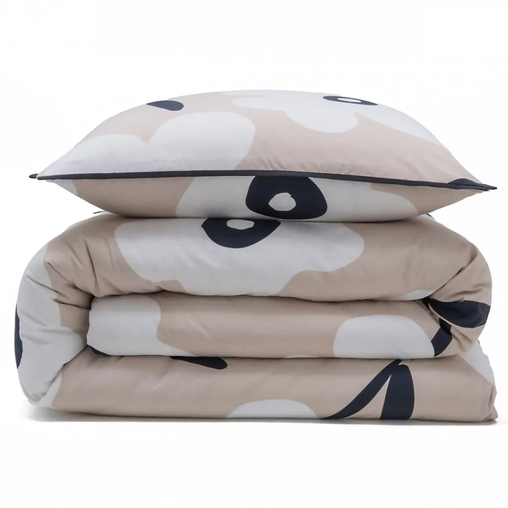 Parure de lit 2 personnes en coton 57 fils imprimé beige 240x220cm>Future Home