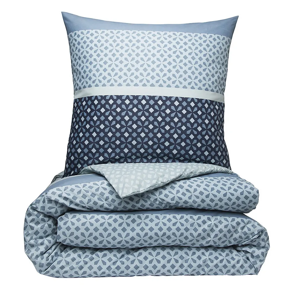 Parure de lit 2 personnes géométrique en microfibre 260x240cm>Future Home Outlet