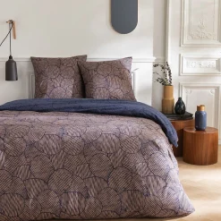 Parure de lit 2 personnes en coton 57 fils imprimé bleu 240x220cm>Future Home Best