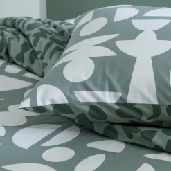 Parure de lit 2 personnes en coton 57 fils imprimé vert 240x220cm>Future Home Clearance
